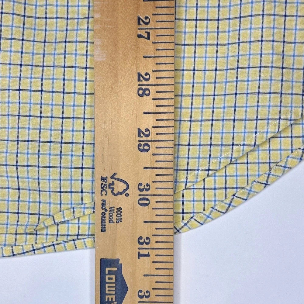Ralph Lauren Button Down Shirt S Mens Yellow Blue Check Classic Fit Short Sleeve